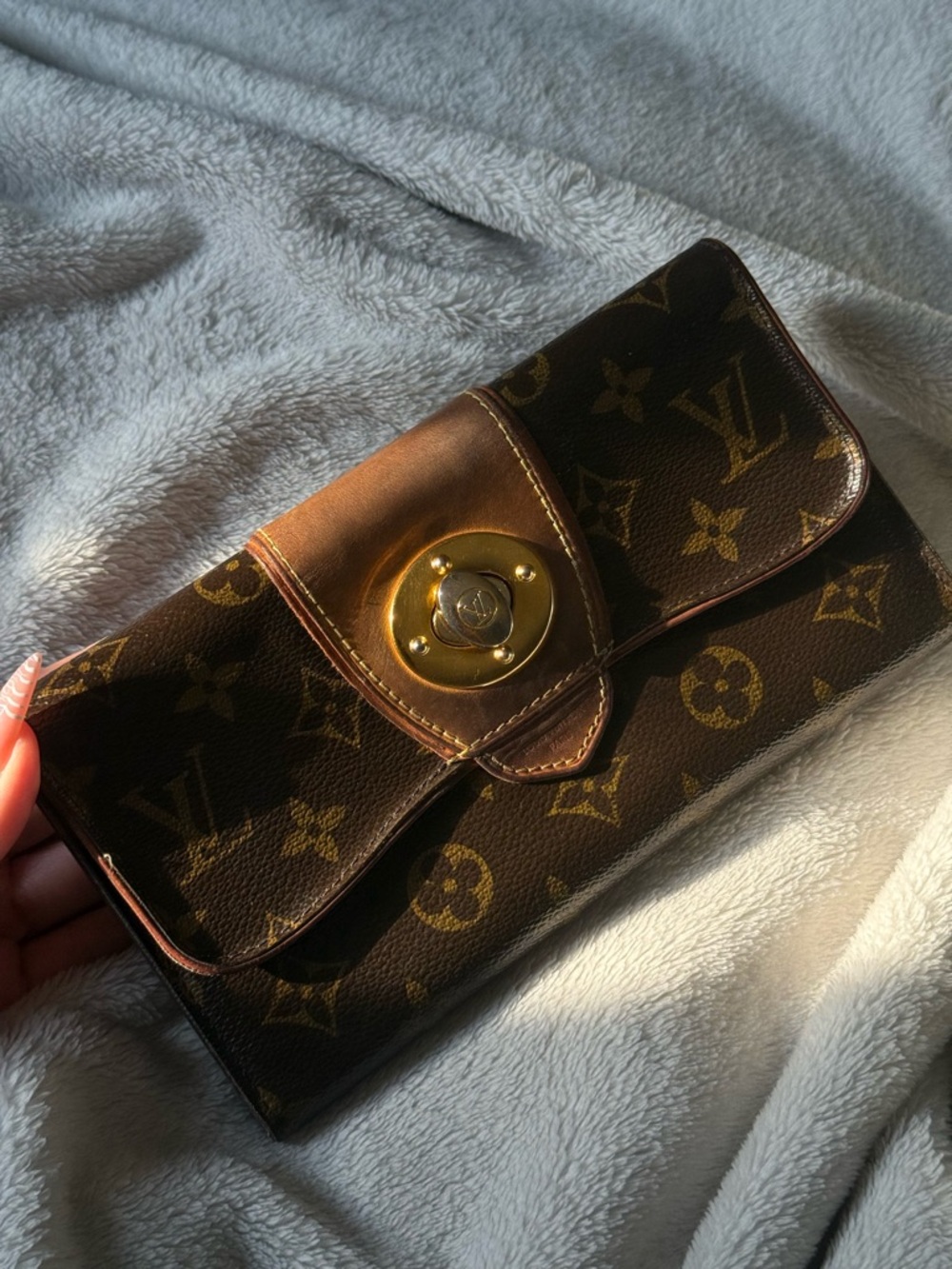 Louis Vuitton Monogram vintage Brown with Gold Turnlock Continental Wallet